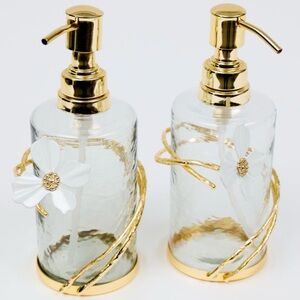 Set Of 2 Hammered Glass Pumps from The White Jeweled Flower Collection